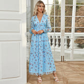 Elegant High Waist V neck Dress